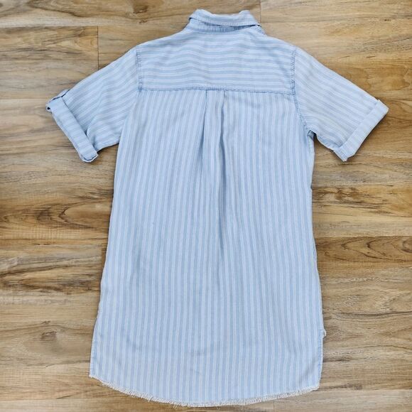 🔹️Anthropologie Thread & Supply Blue Stripe Raw Hem Dress Medium - Picture 3 of 12